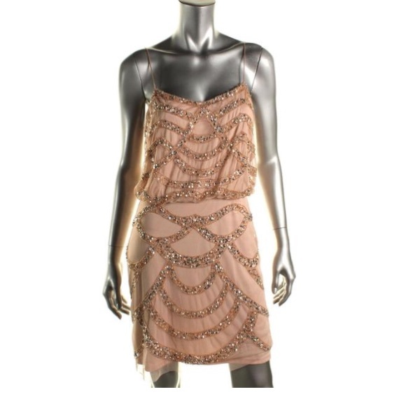 Aidan Mattox Pink Embellished Blouson Party - Picture 1 of 8